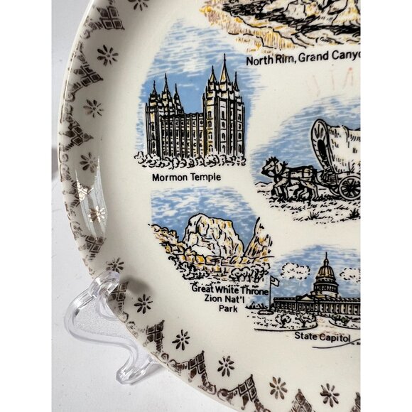 Vintage Utah Souvenir Plate With Grand Canyon & Landmarks - Picture 8 of 14